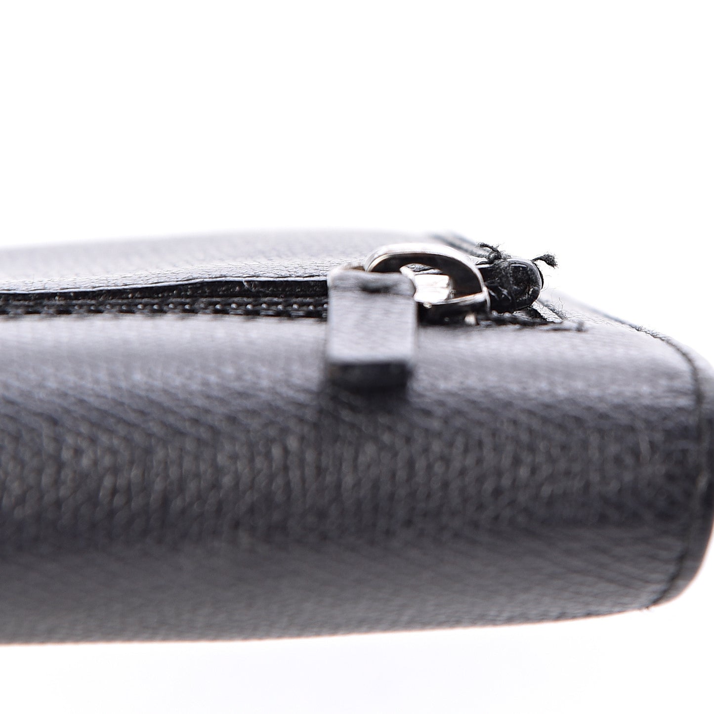 Grained Calfskin CC Button Flap Wallet Black