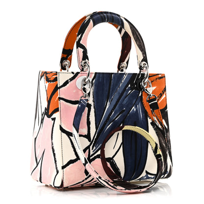 Christian Dior Canvas Graffiti Floral Printed Medium Lady Dior Multicolor 3 of 10