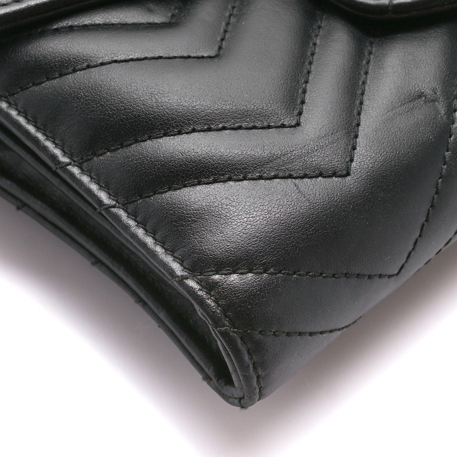Gucci Calfskin Matelasse GG Marmont Chain Wallet Black 9 of 12