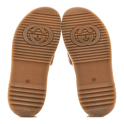 Gucci Canvas GG Monogram Angelina Platform Slide Sandals 36.5 Beige Ruggine 6 of 10