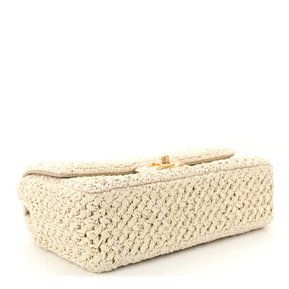 Chanel Raffia Crochet Paris Greece Medium Flap Bag Beige 4 of 10