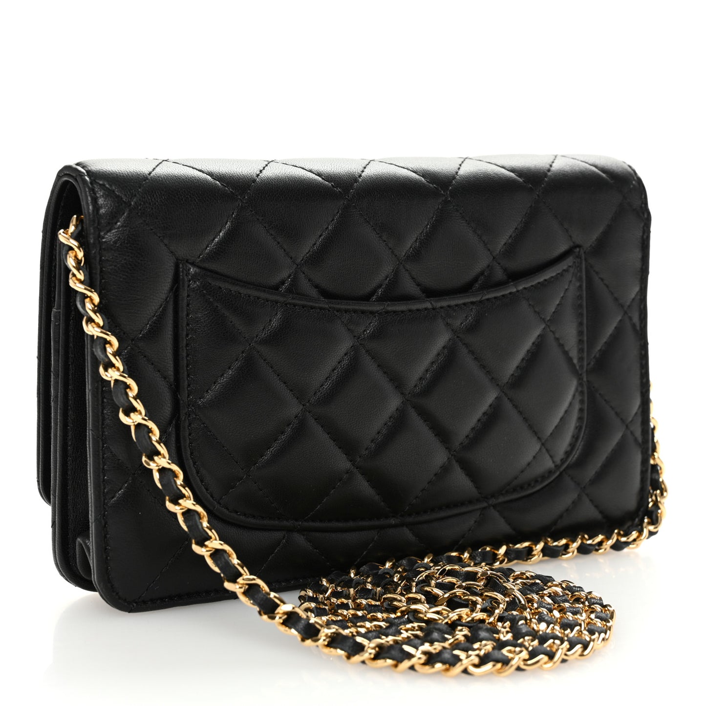 Lambskin Quilted Wallet On Chain WOC Black
