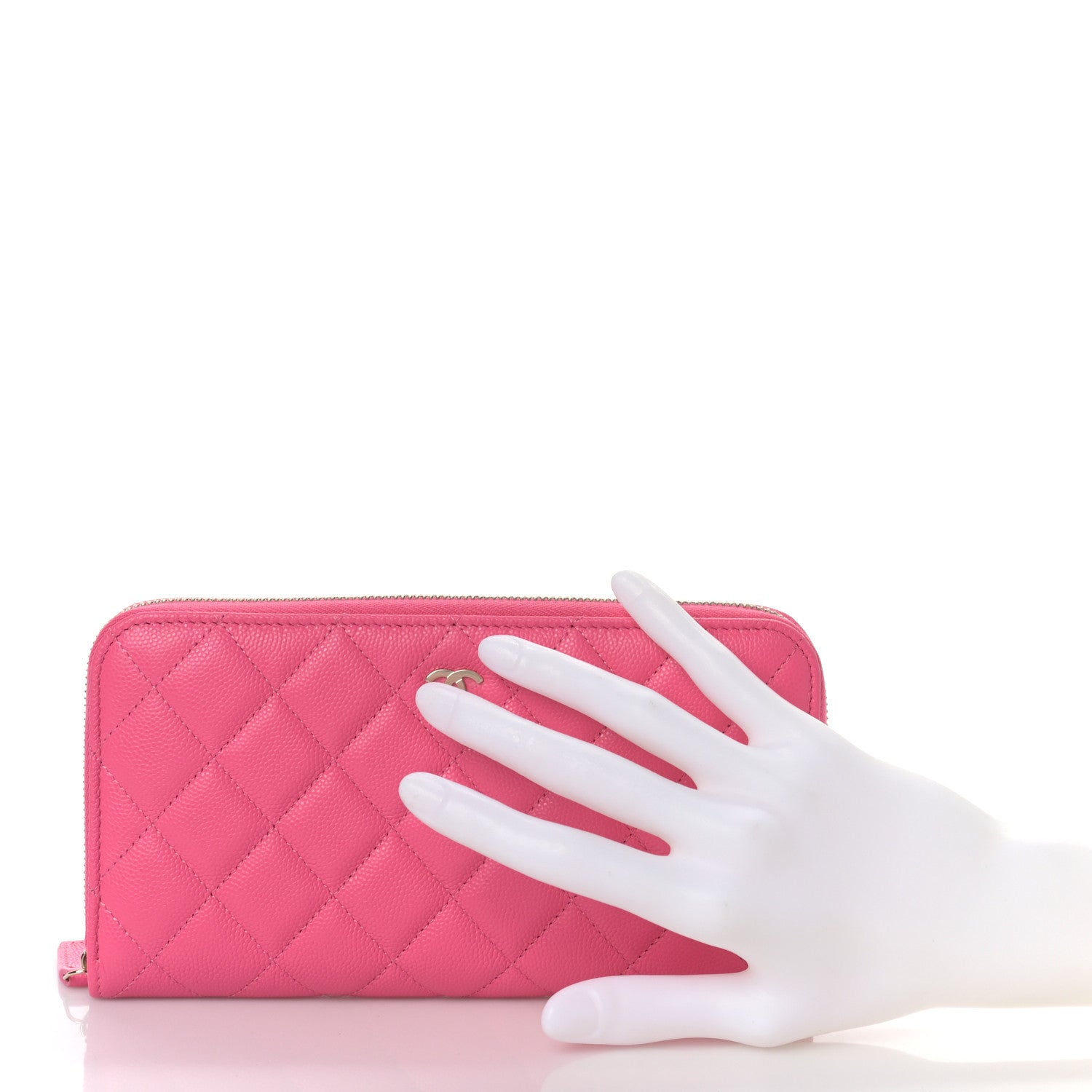 Chanel Caviar Quilted Large Gusset Zip Around Wallet Rose 2 of 10