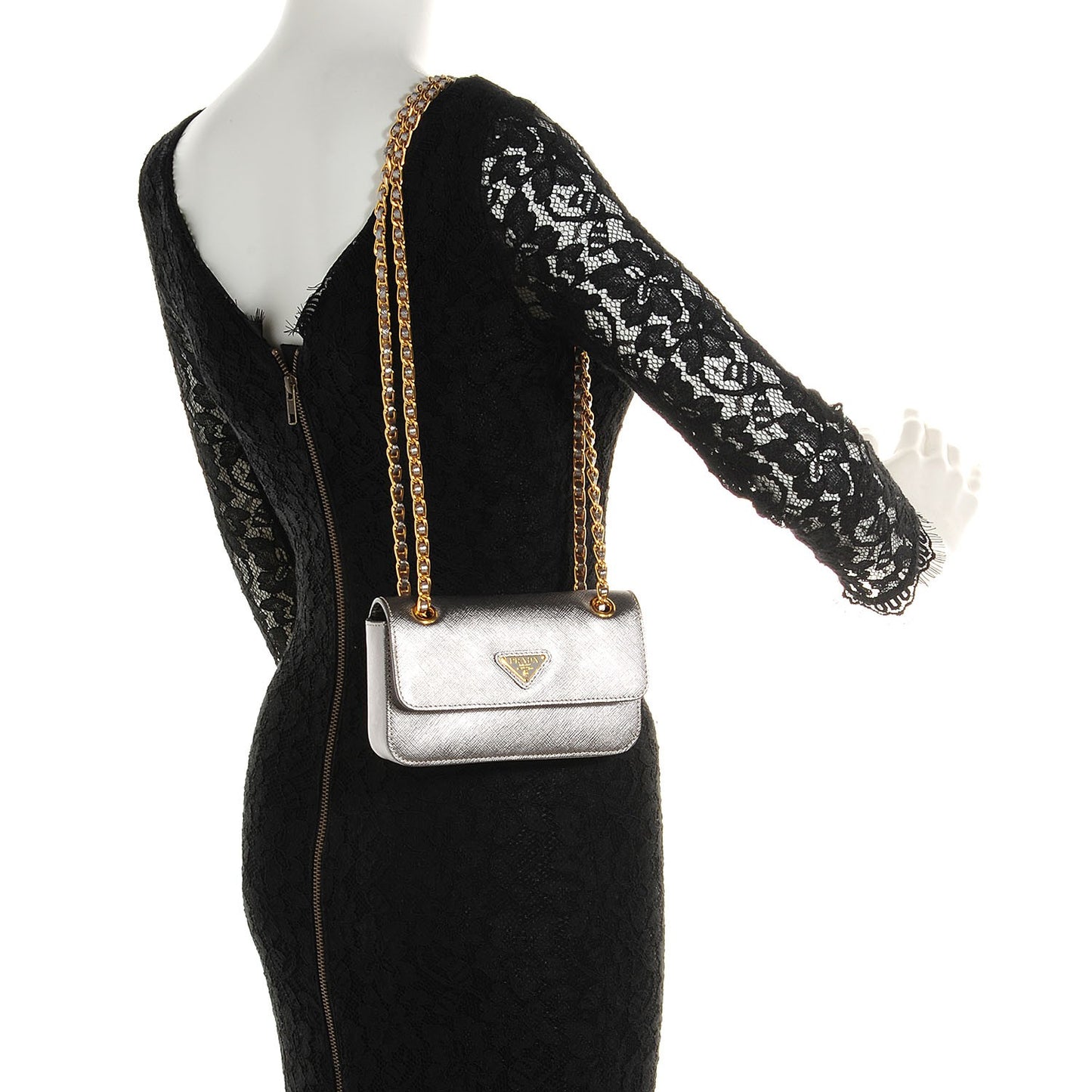 Saffiano Shoulder Flap Silver