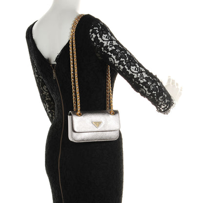 Prada Saffiano Shoulder Flap Silver 2 of 11