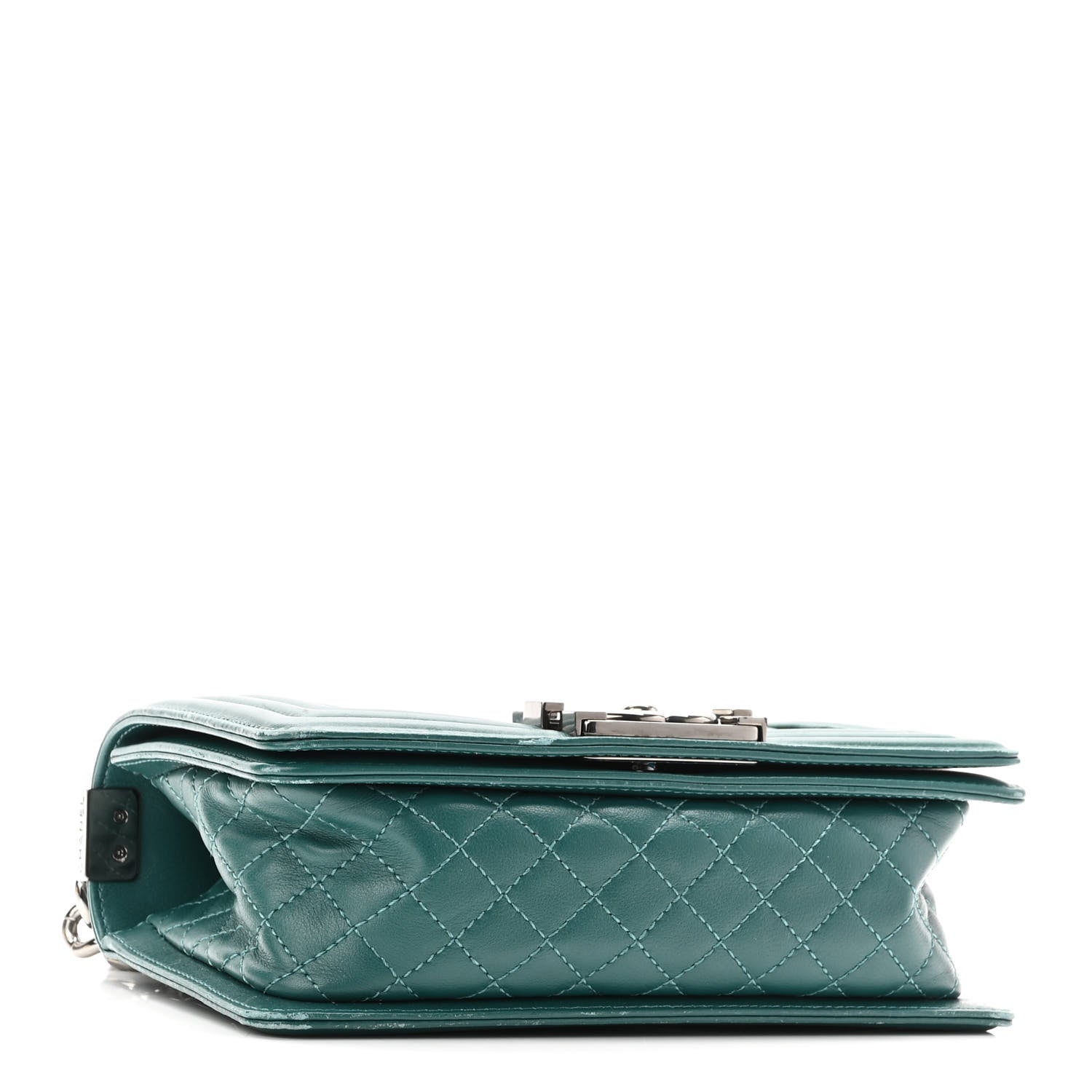 Chanel Lambskin Chevron Quilted Small Boy Flap Turquoise 4 of 12