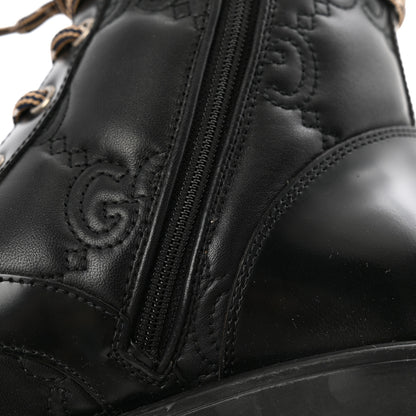 Gucci Cordovan Lux Nappa GG Matelasse Lace Up 60mm Combat Boots 37.5 Black 13 of 15