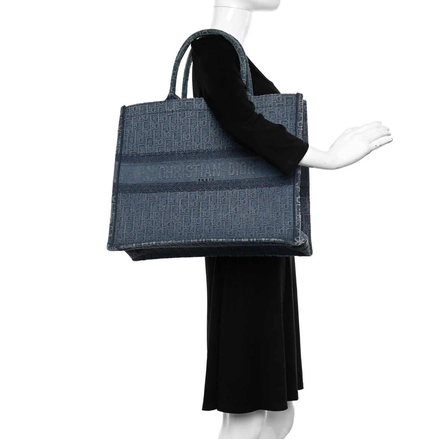 Christian Dior Oblique Denim Book Tote Denim Blue 2 of 13
