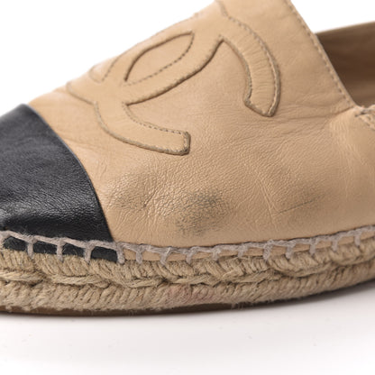 Chanel Lambskin CC Espadrilles 38 Beige Black 10 of 13