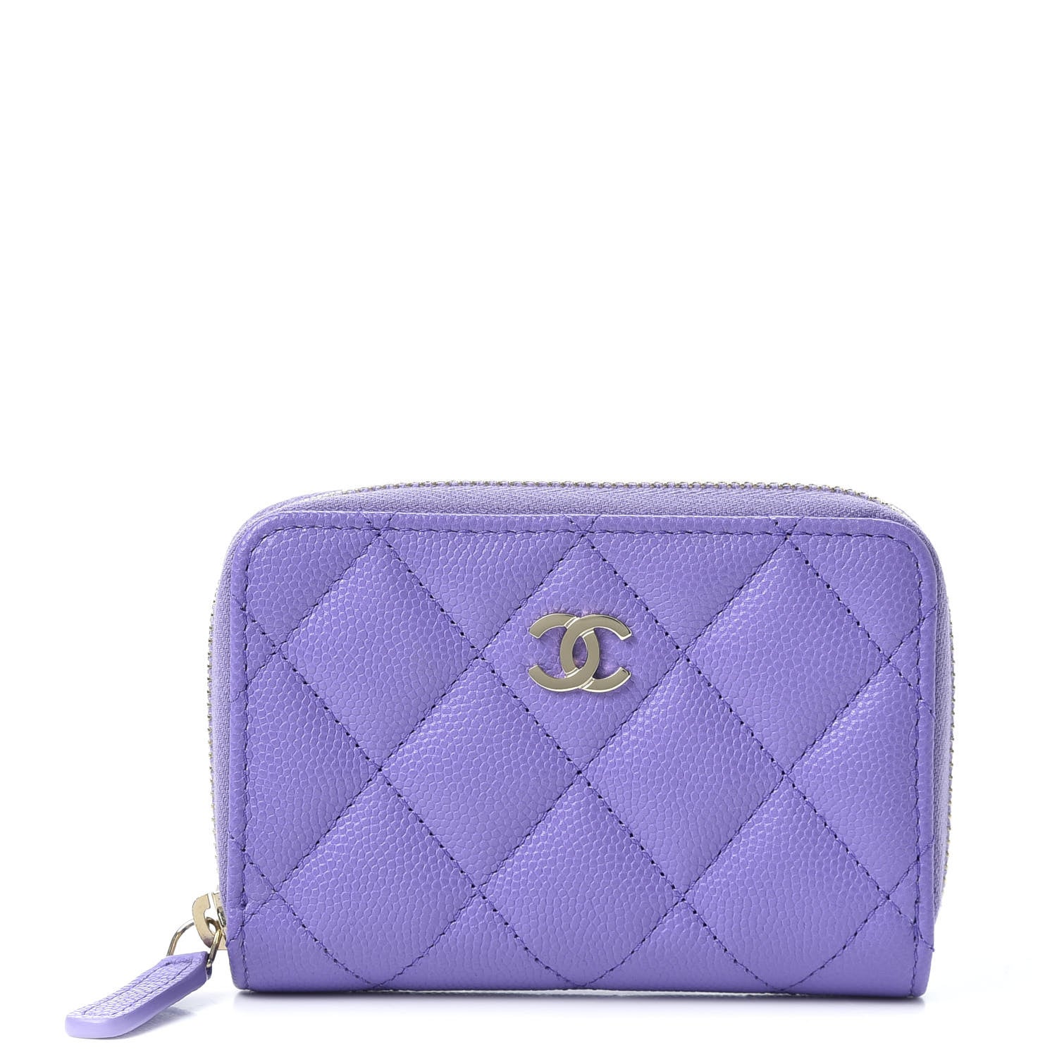 Chanel Caviar Quilted Zip Around Coin Purse Wallet Purple 1 of 8