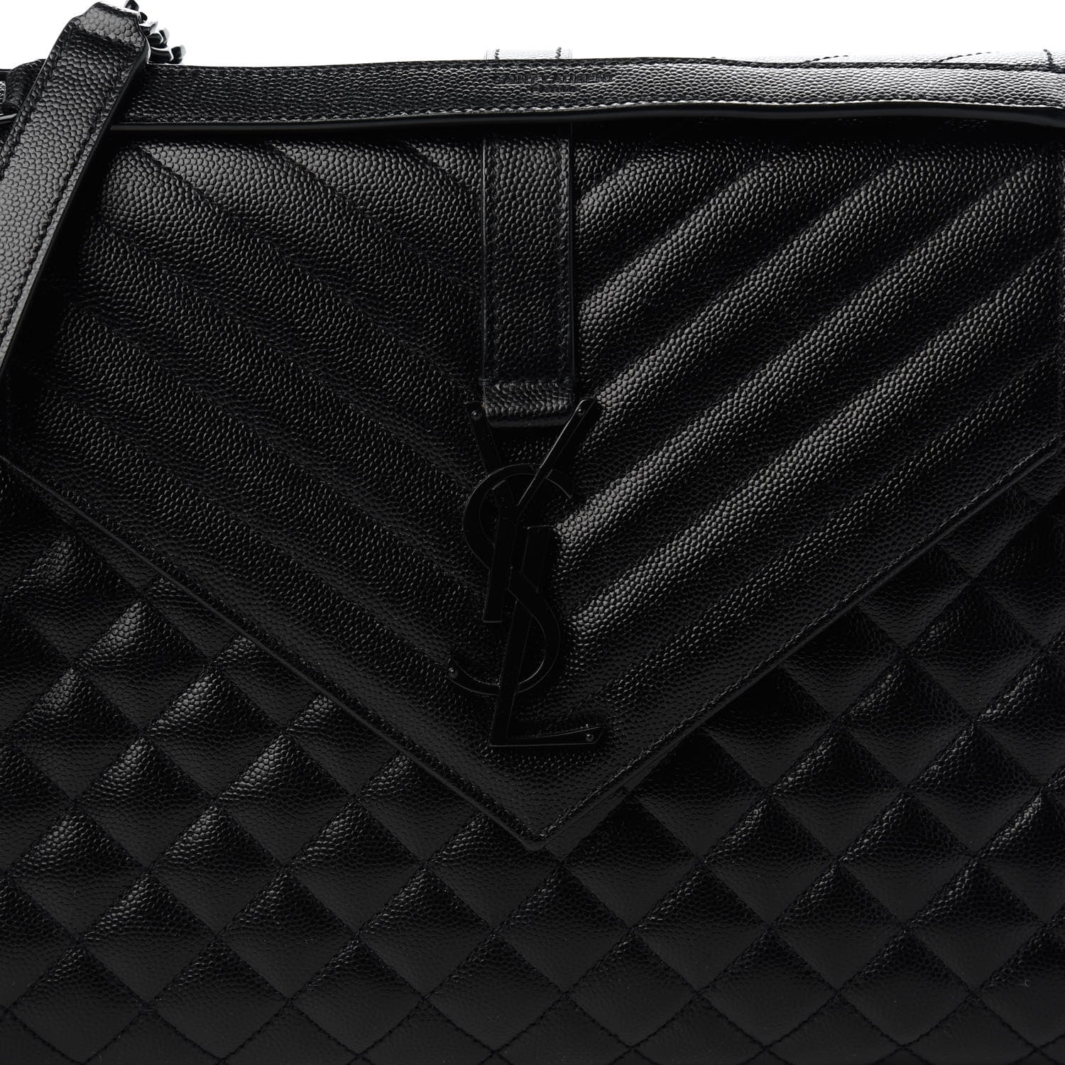 Saint Laurent Grain De Poudre Textured Mixed Matelasse Large Triquilt Monogram Monochrome Satchel Black 10 of 10