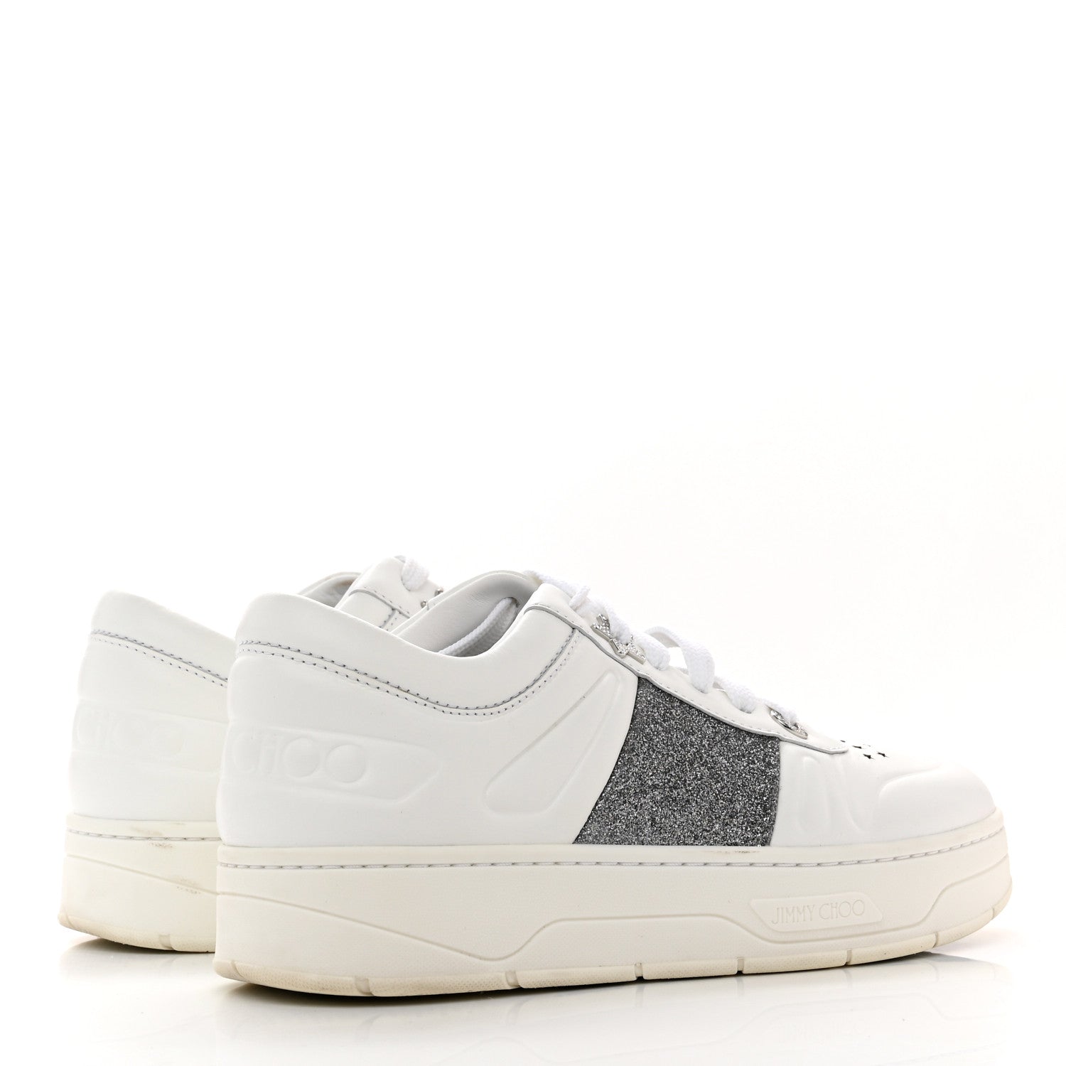 Jimmy Choo Calfskin Glitter Hawaii Sneakers 36 White 4 of 6