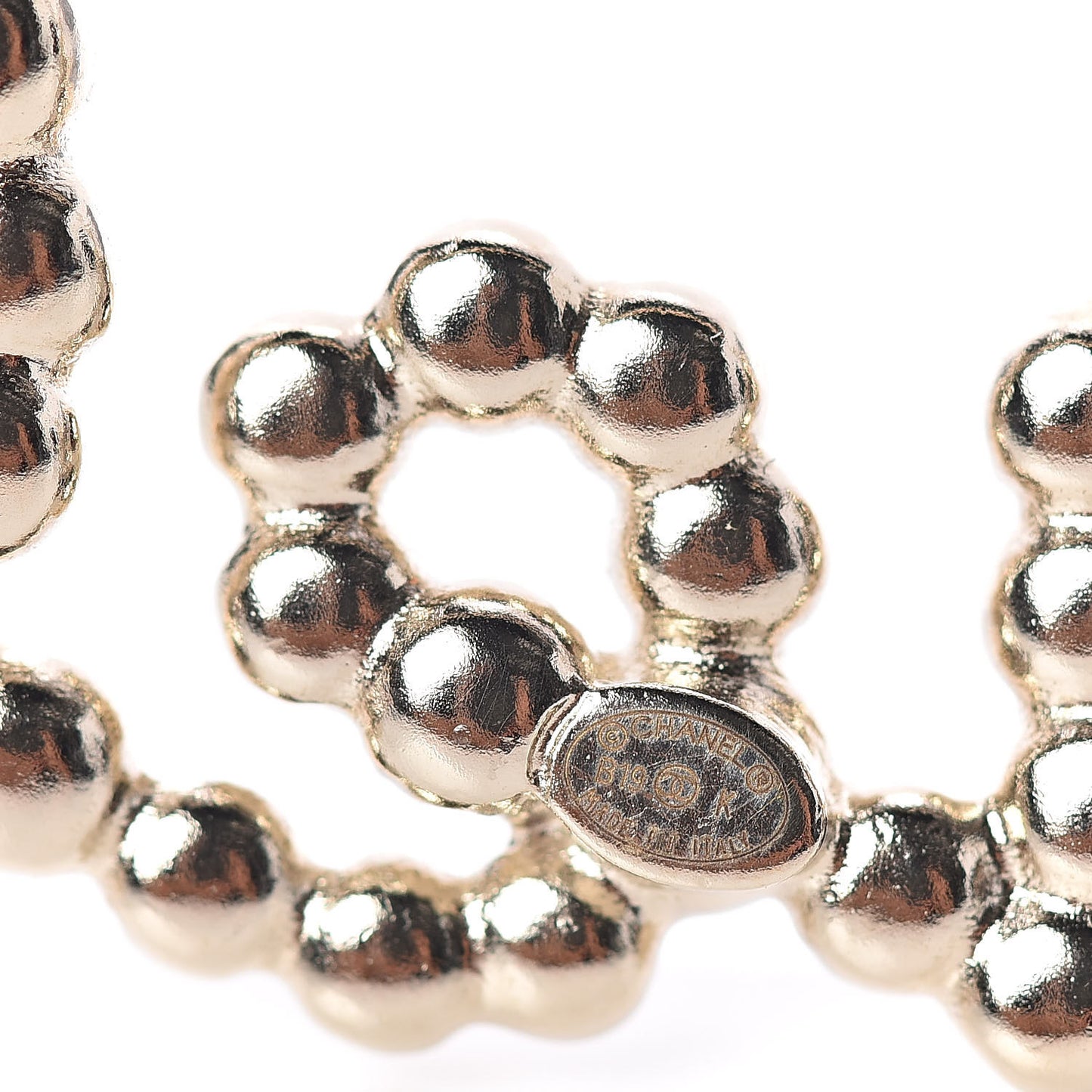 Metal Glass Swirling Pearls Brooch Pin Gold