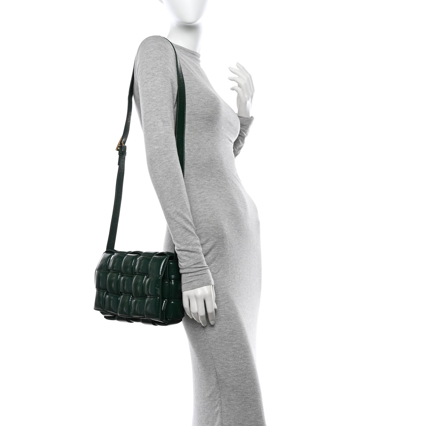 Textured Deerskin Maxi Intrecciato Padded Cassette Crossbody Bag Raintree