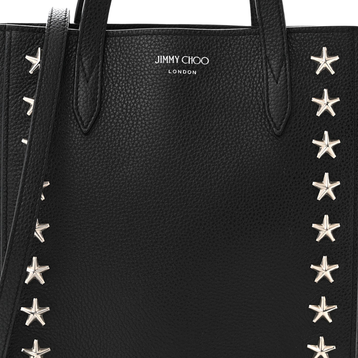 Jimmy Choo Soft Grainy Calfskin Star Studded Mini Pegasi Tote Black 8 of 11