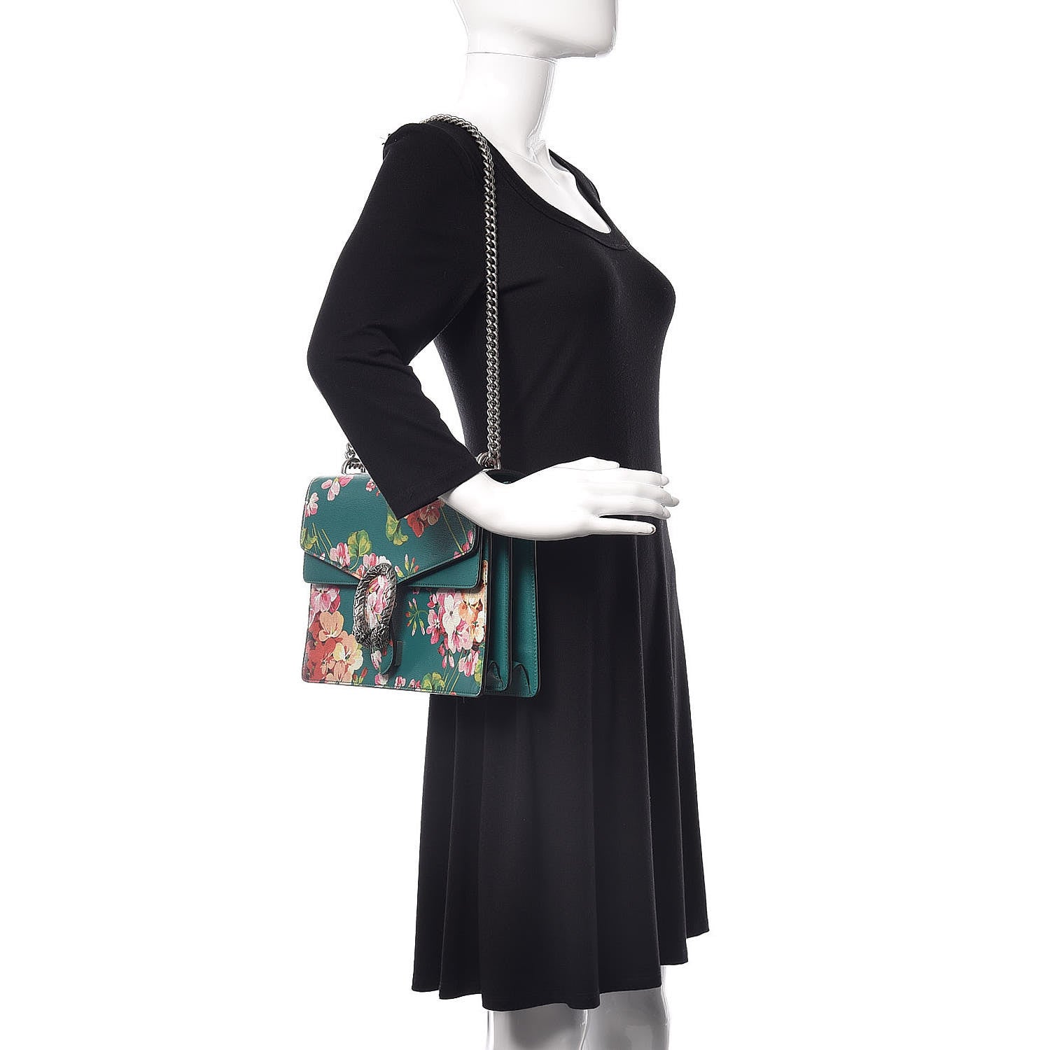 Gucci Calfskin Blooms Print Medium Dionysus Shoulder Bag Bright Emerald Multicolor 2 of 9