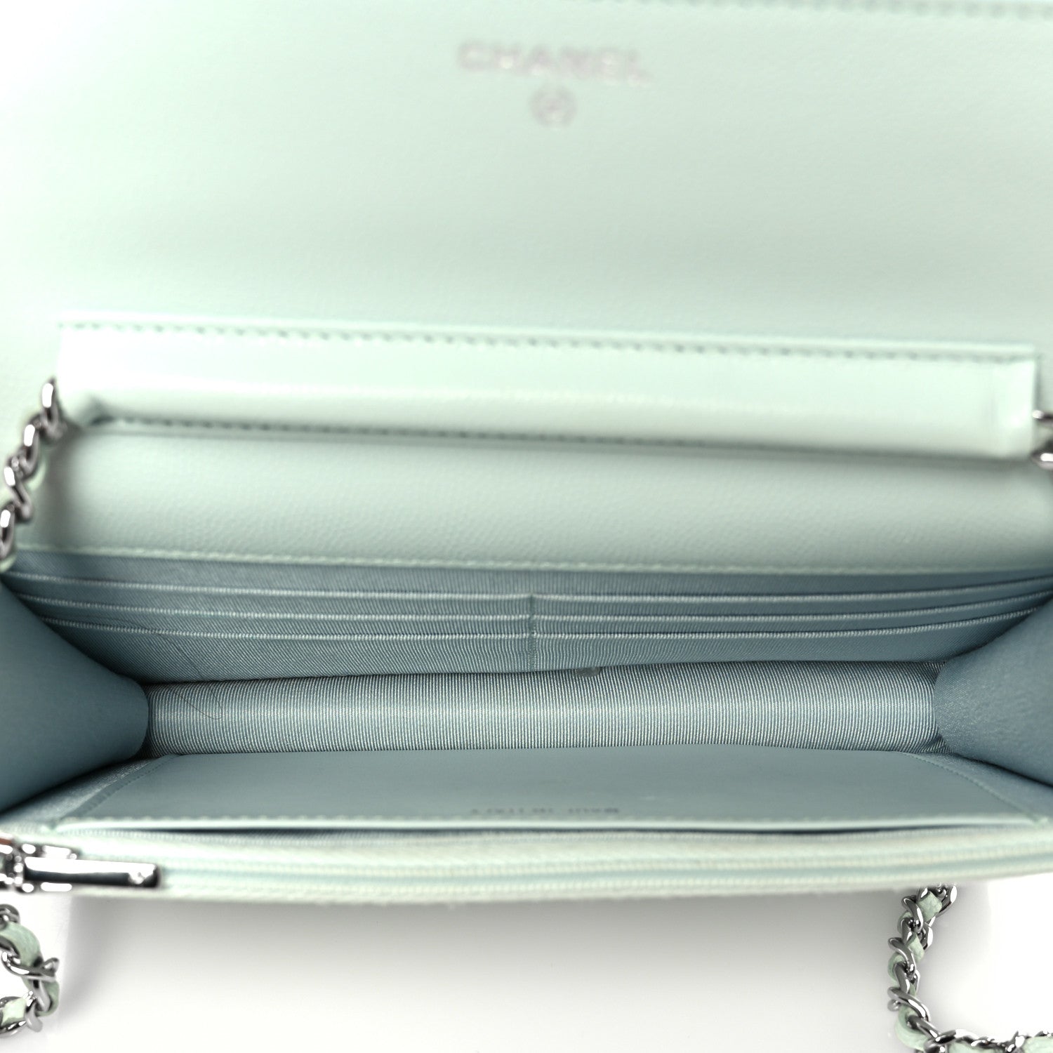 Chanel Caviar Quilted Wallet on Chain WOC Light Blue 8 of 23