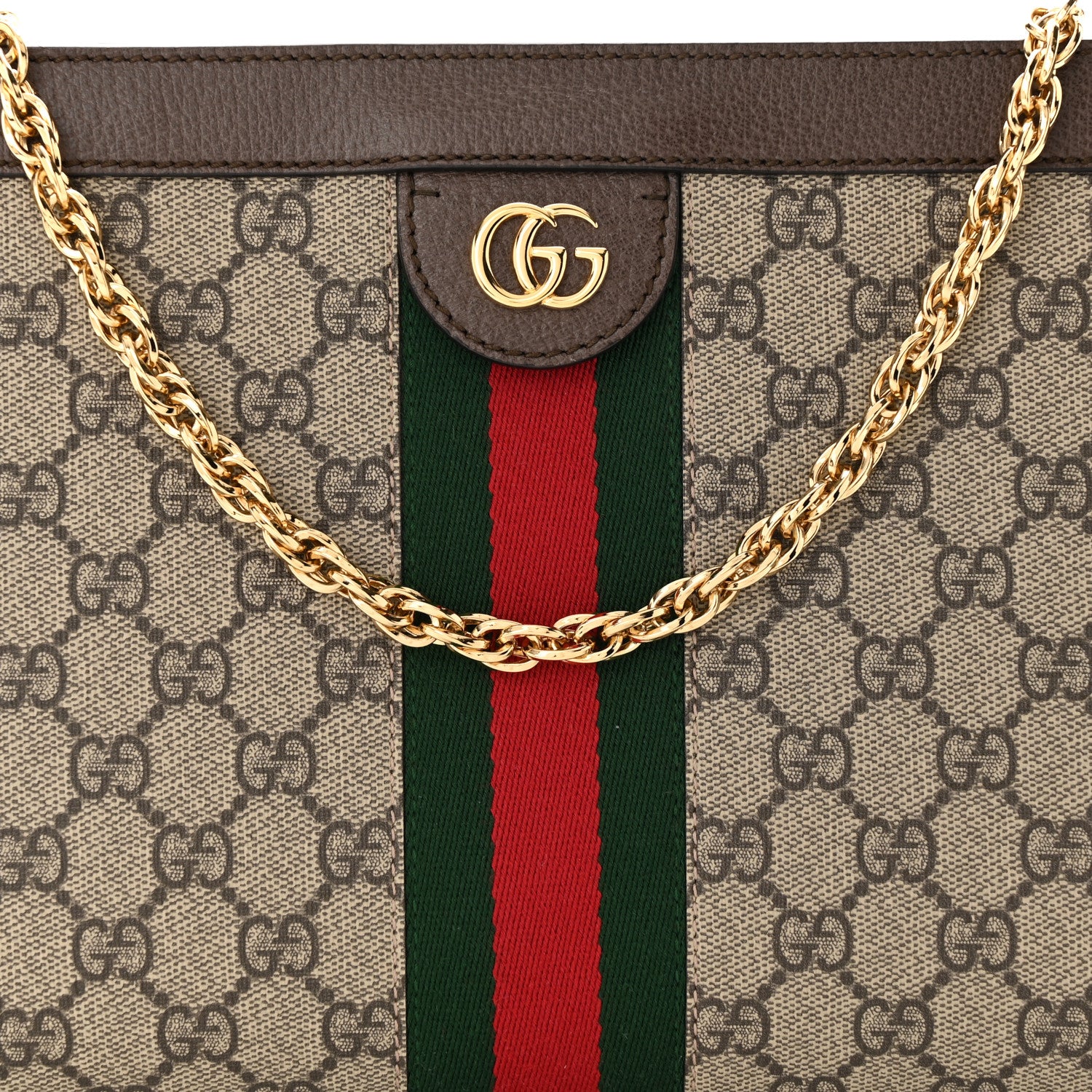 Gucci GG Supreme Monogram Web Medium Ophidia Chain Shoulder Bag Brown 8 of 10