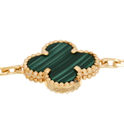 Van Cleef & Arpels 18K Yellow Gold Malachite 5 Motifs Vintage Alhambra Bracelet 4 of 5