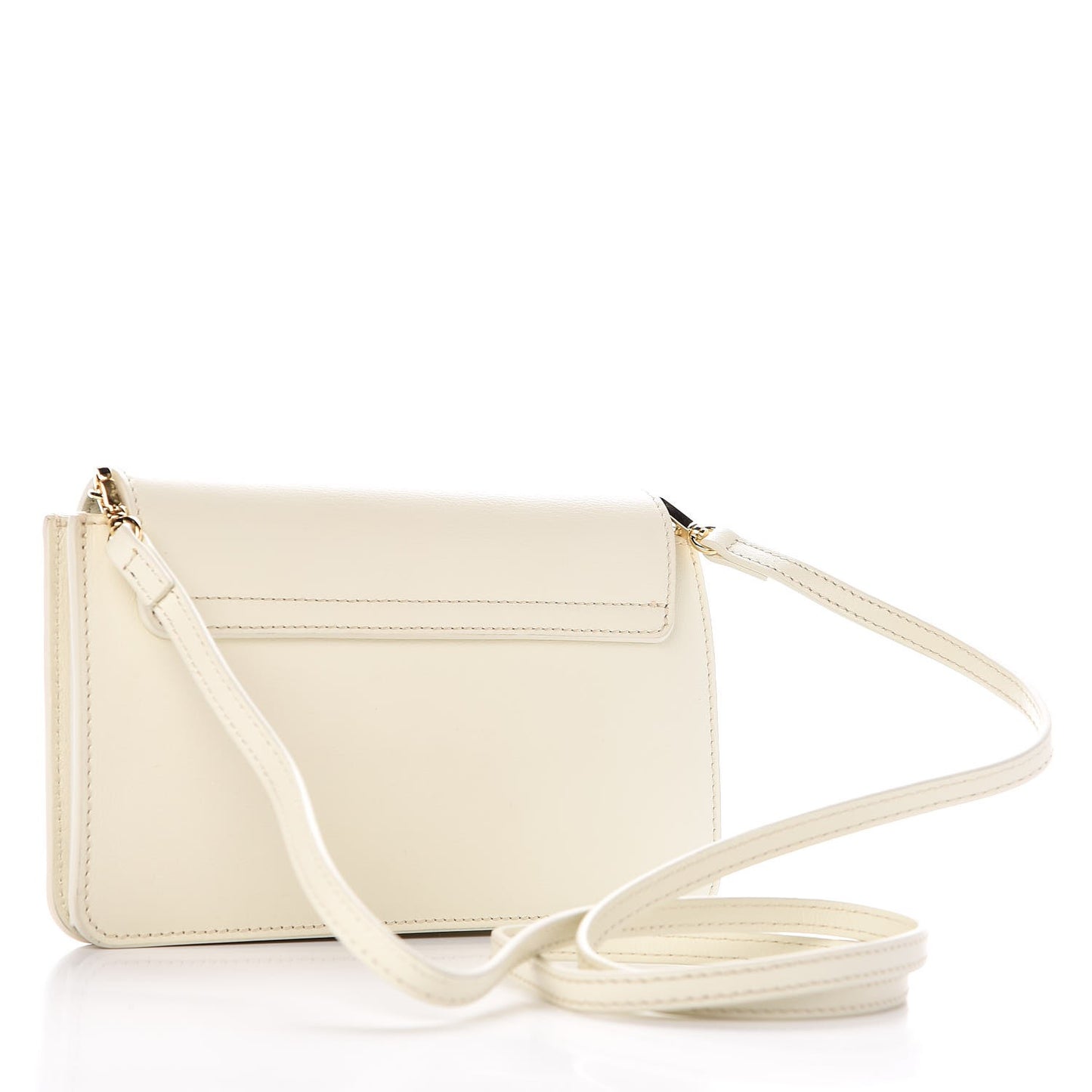 Calfskin Drew Bijou Clutch Natural White