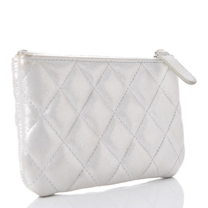 Chanel Metallic Lambskin Star Embossed Coin Purse Case Light Silver 3 of 13