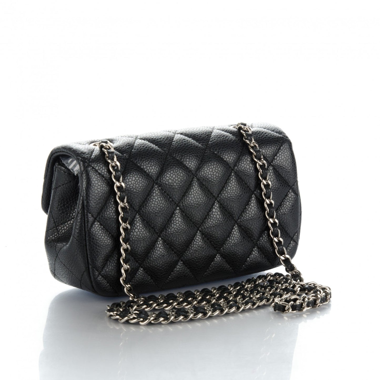 Metallic Caviar Quilted Extra Mini Flap Dark Grey