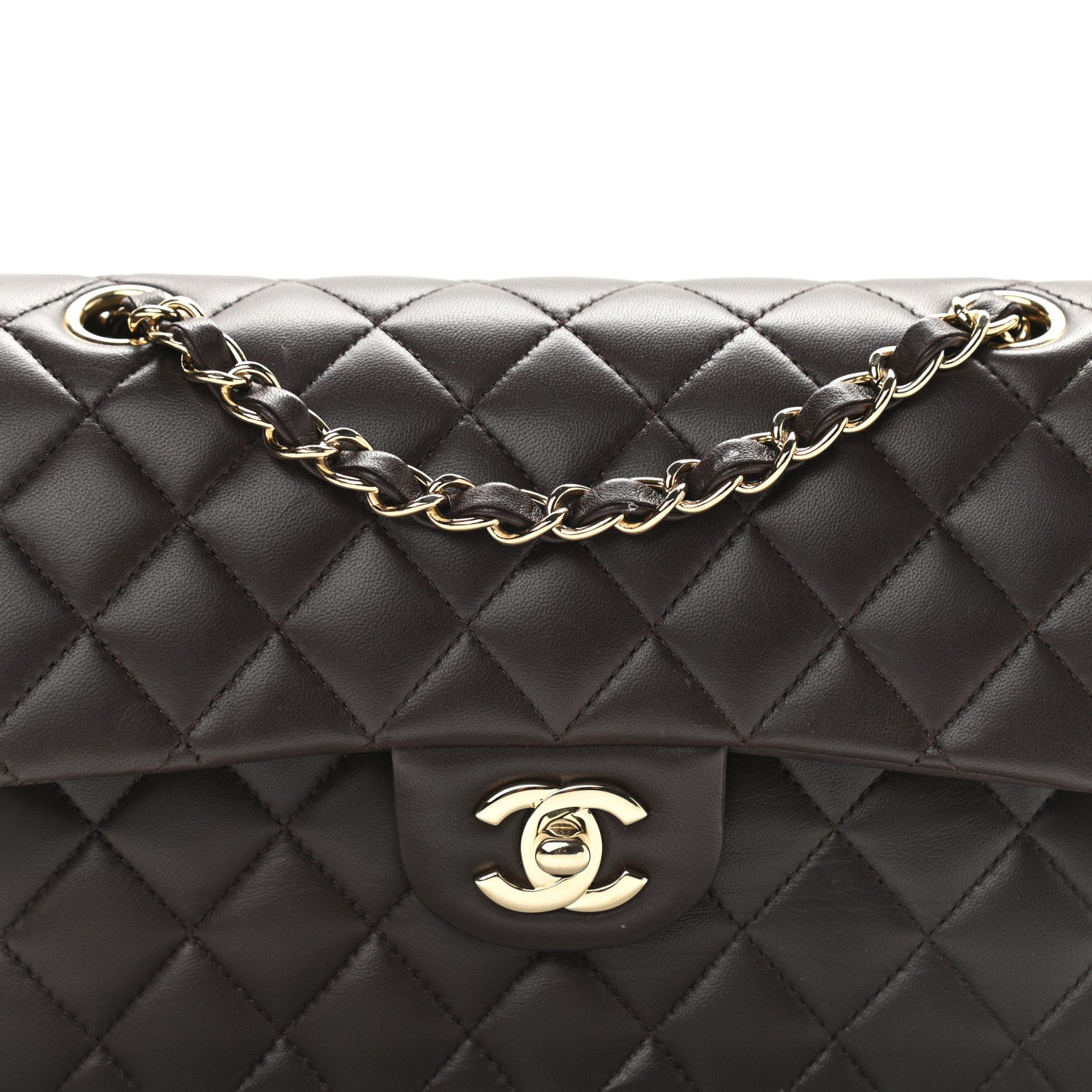 Chanel Lambskin Quilted Small Double Flap Dark Brown 8 of 11