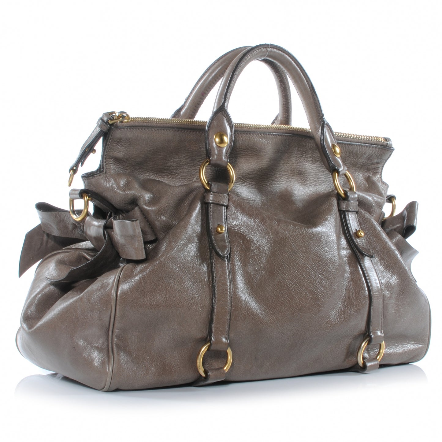 Leather Vitello Lux Bow Bag Fumo