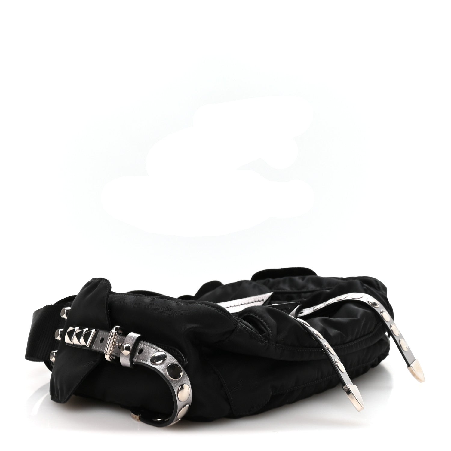 Prada Nylon New Vela Studded Messenger Bag Black 4 of 11
