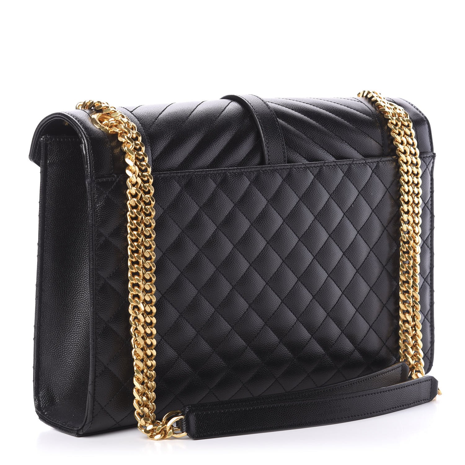 Saint Laurent Grain De Poudre Textured Mixed Matelasse Large Triquilt Monogram Satchel Black 3 of 11