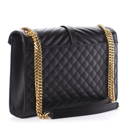 Saint Laurent Grain De Poudre Textured Mixed Matelasse Large Triquilt Monogram Satchel Black 3 of 11