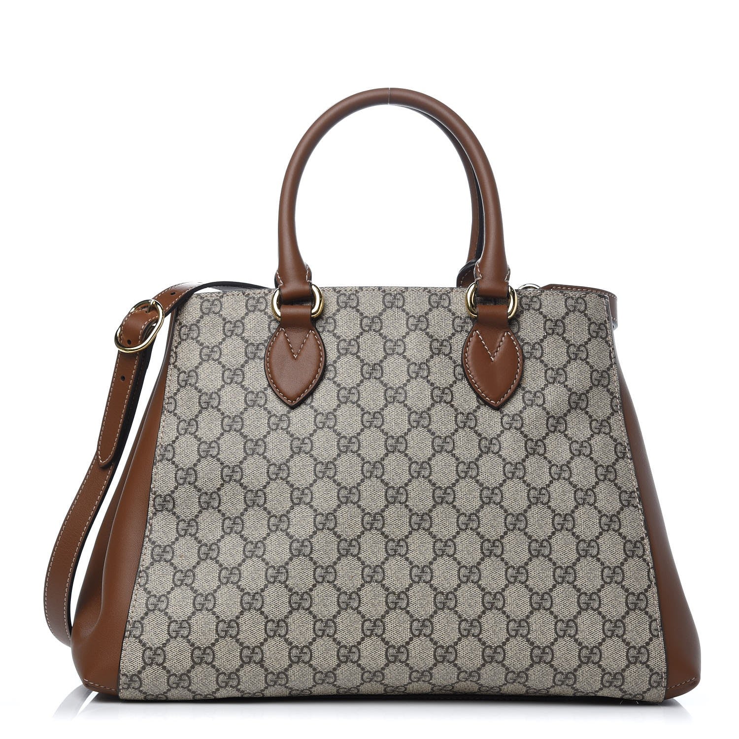 Gucci GG Supreme Monogram Moon Calfskin Top Handle Tote Bag Beige Ebony Tuscany 1 of 9