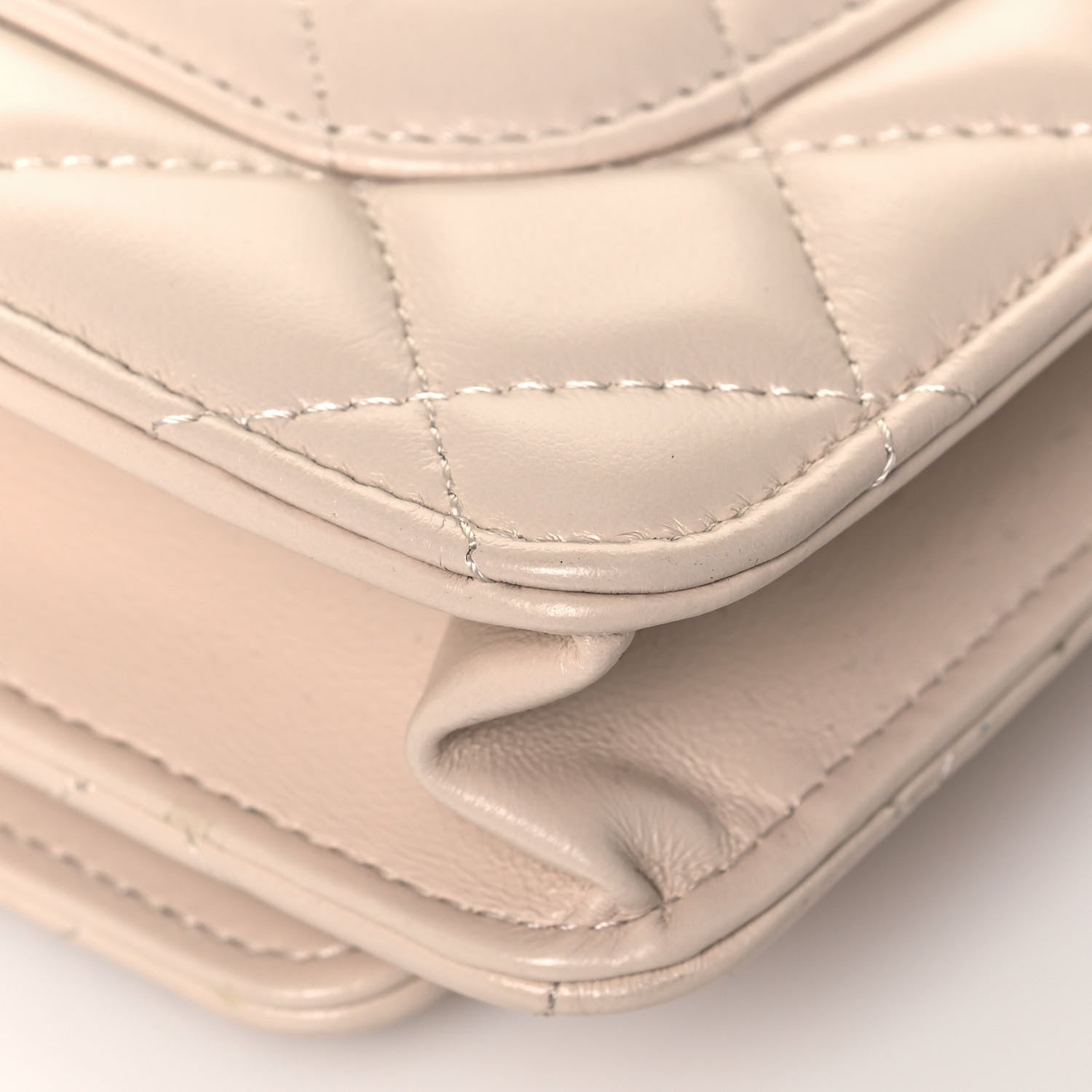 Chanel Lambskin Quilted Chain Around Wallet On Chain WOC Beige 11 of 13