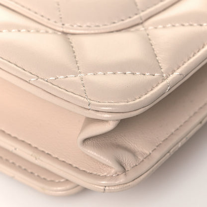 Chanel Lambskin Quilted Chain Around Wallet On Chain WOC Beige 11 of 13