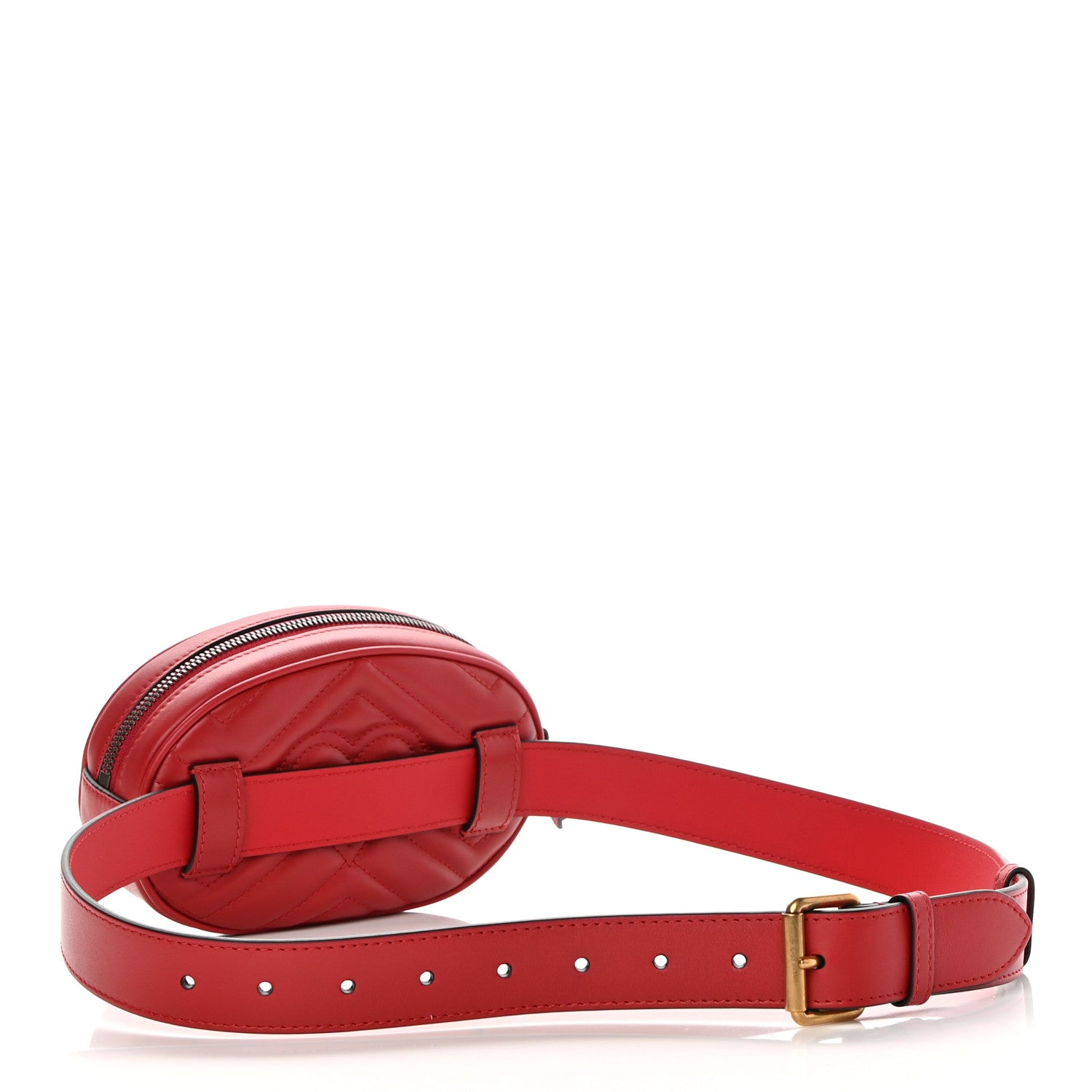 Gucci Calfskin Matelasse GG Marmont Belt Bag 85 34 Hibiscus Red 3 of 12