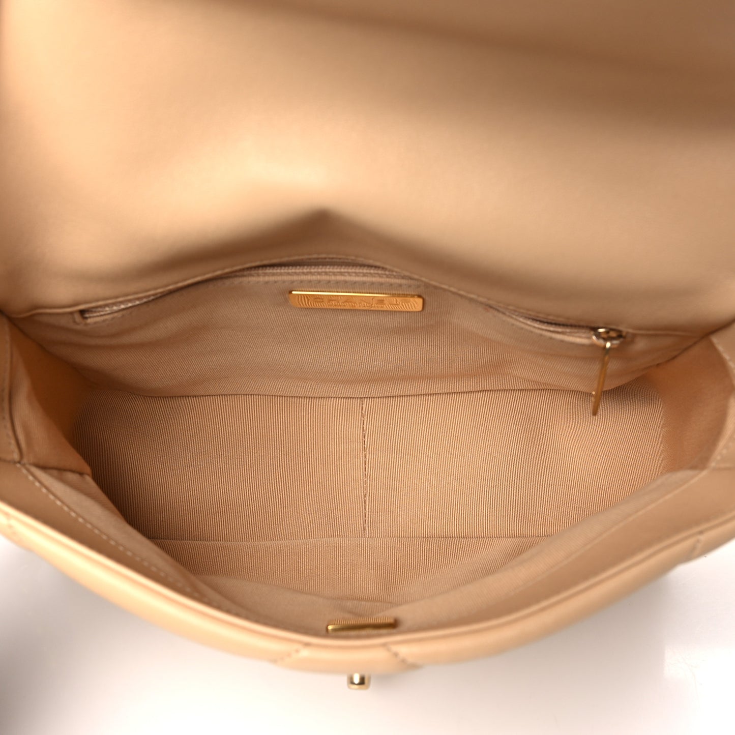 Lambskin Quilted Medium Chanel 19 Flap Beige
