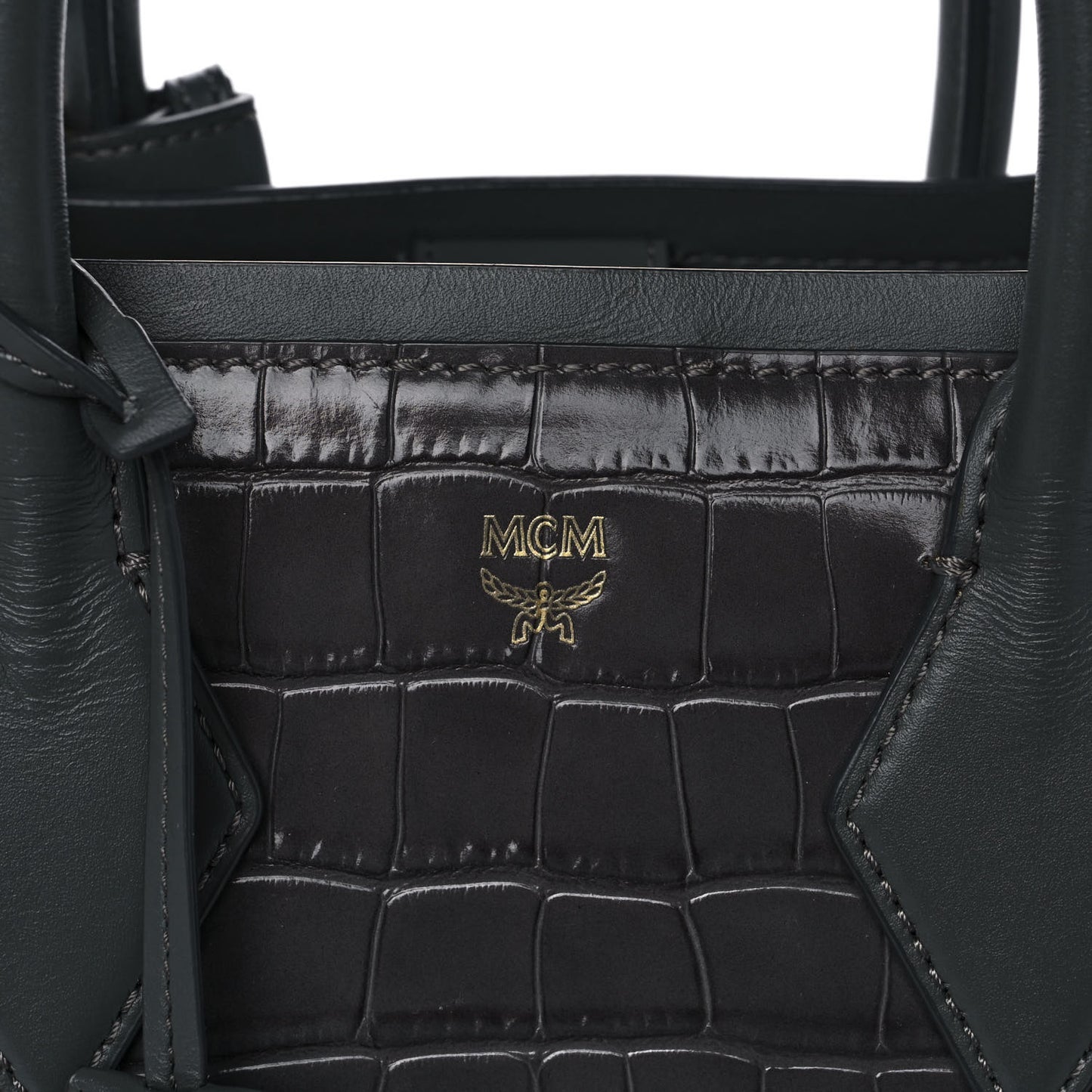 Calfskin Crocodile Embossed Medium Neo Milla Tote Grey