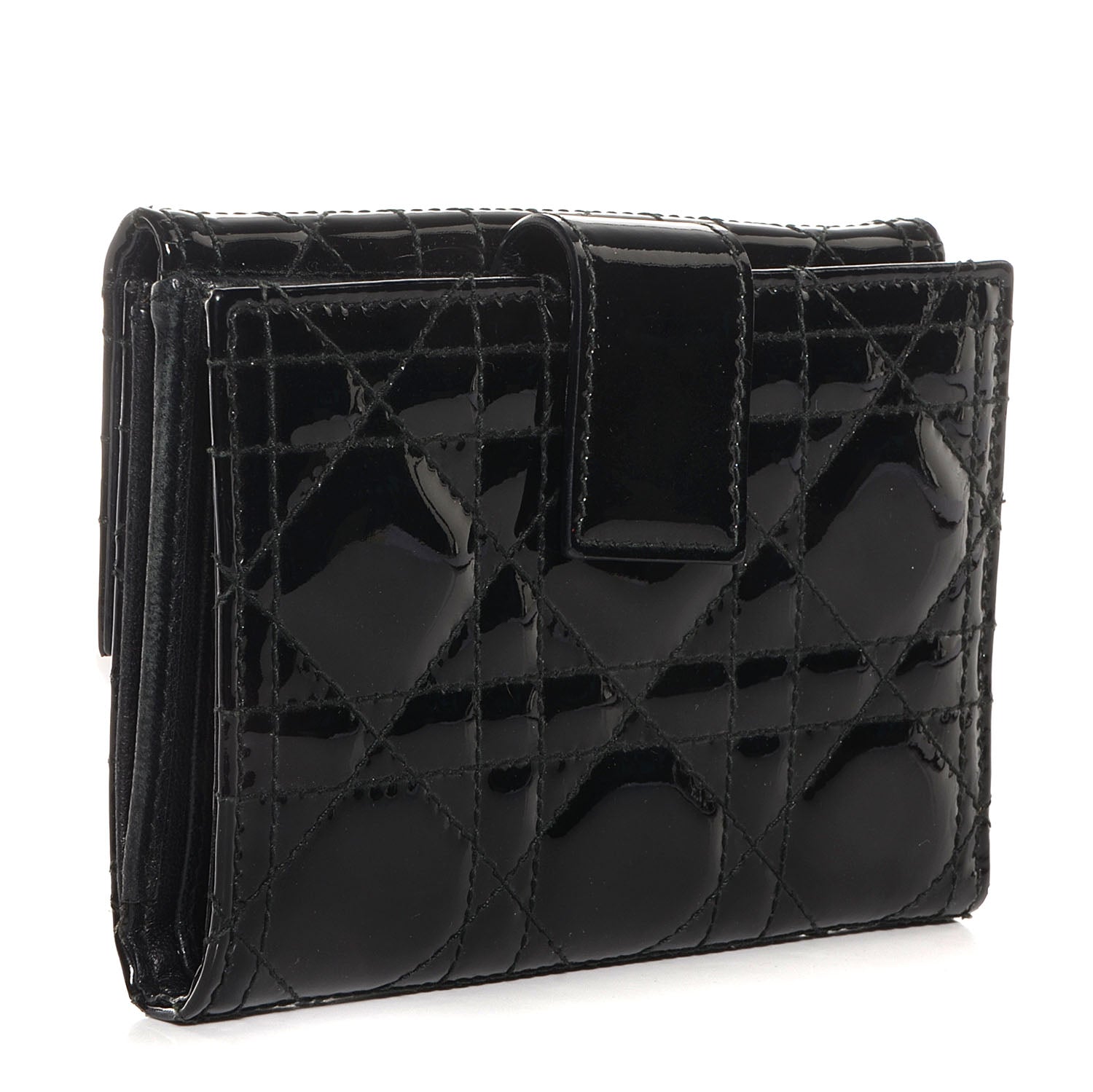 Christian Dior Patent Cannage Lady Dior French Wallet Black 3 of 8