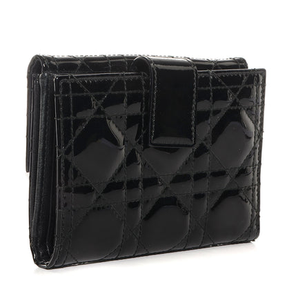 Christian Dior Patent Cannage Lady Dior French Wallet Black 3 of 8