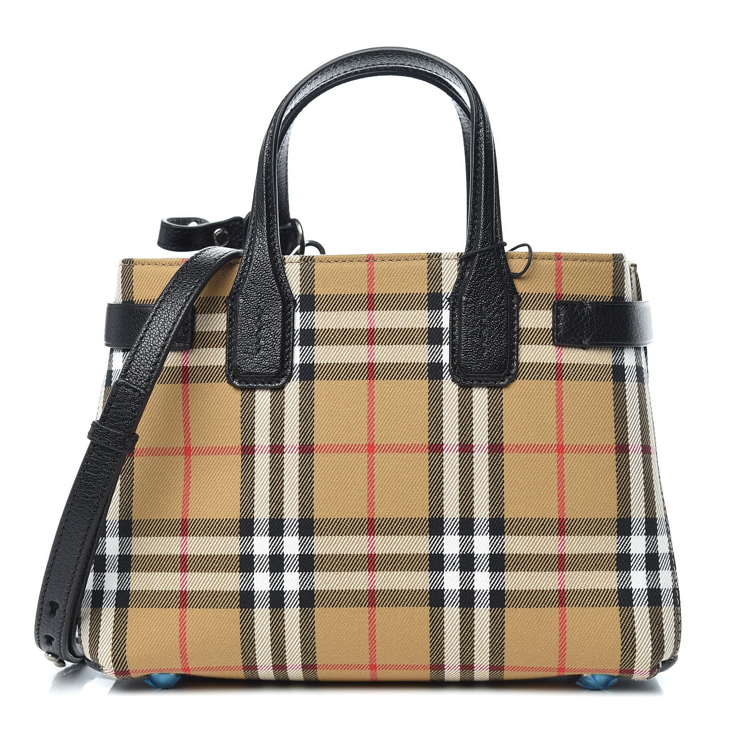 Burberry Goatskin Vintage Check Small Banner Tote Black 1 of 11