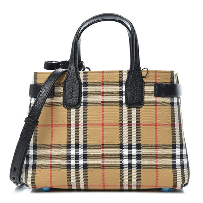 Burberry Goatskin Vintage Check Small Banner Tote Black 1 of 11