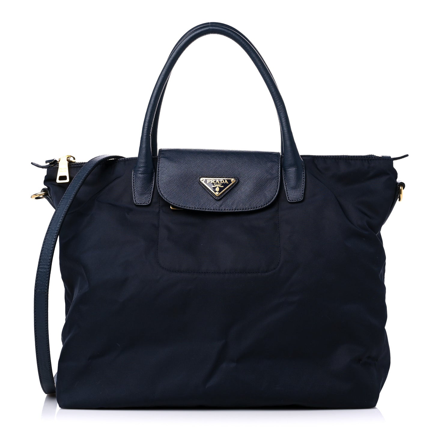 Tessuto Nylon Saffiano Tote Blue