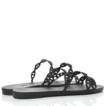 Hermes Rubber Chaine d'Ancre Rivage Sandals 37 Black 4 of 8