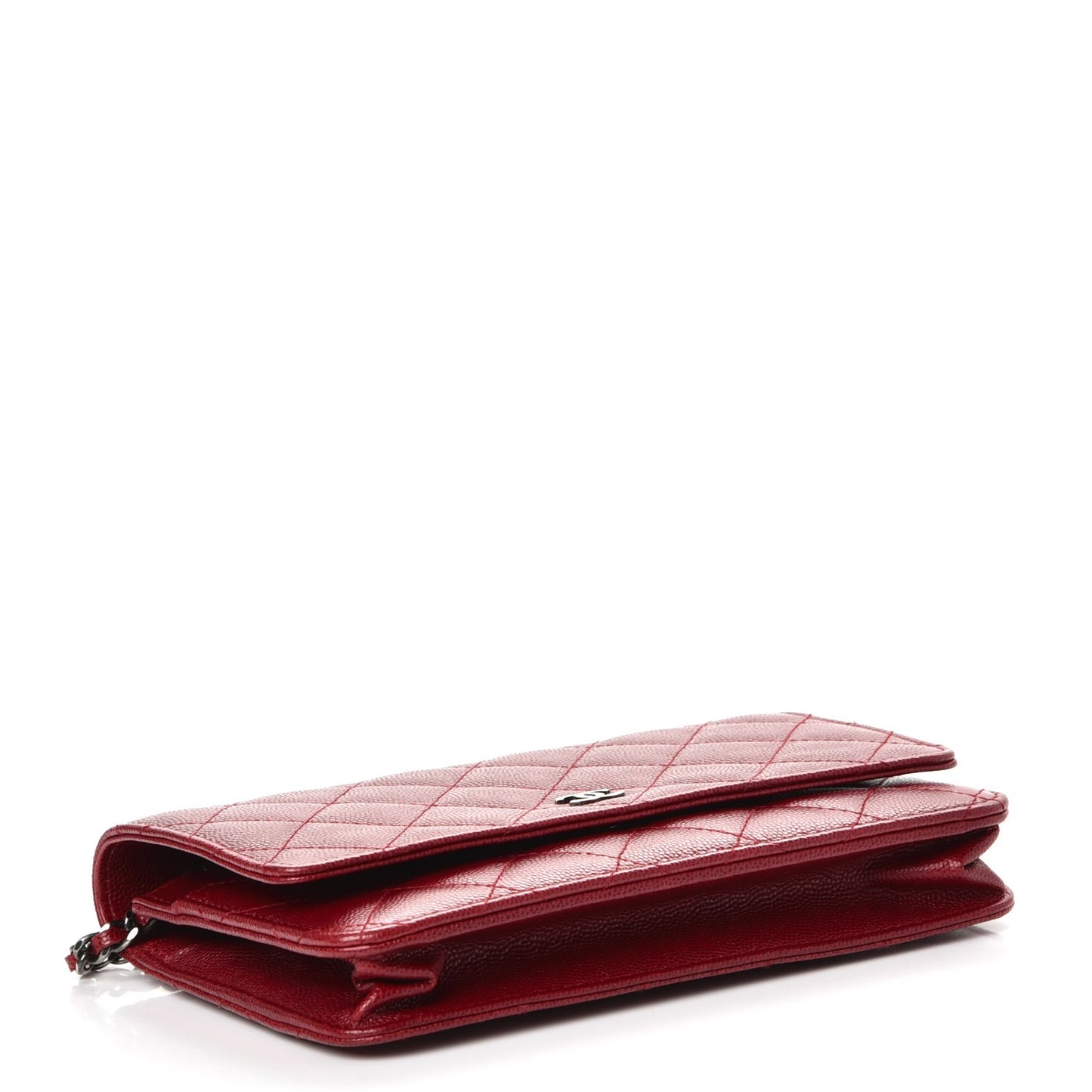 Caviar Quilted Wallet on Chain WOC Red