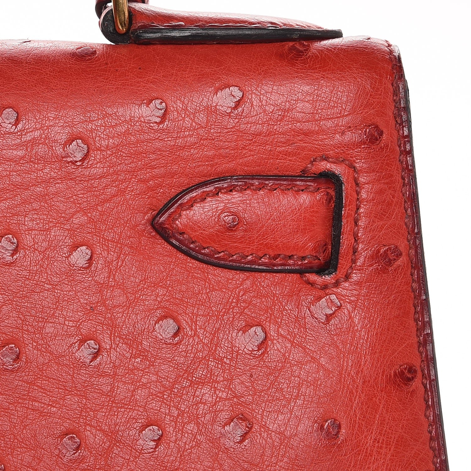 Hermes Ostrich Kelly Sellier 28 Rouge Vif 9 of 36