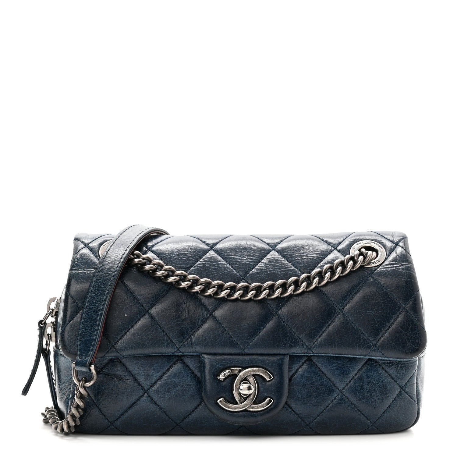Chanel Glazed Calfskin Quilted Small Duo Color Flap Blue 1 of 12