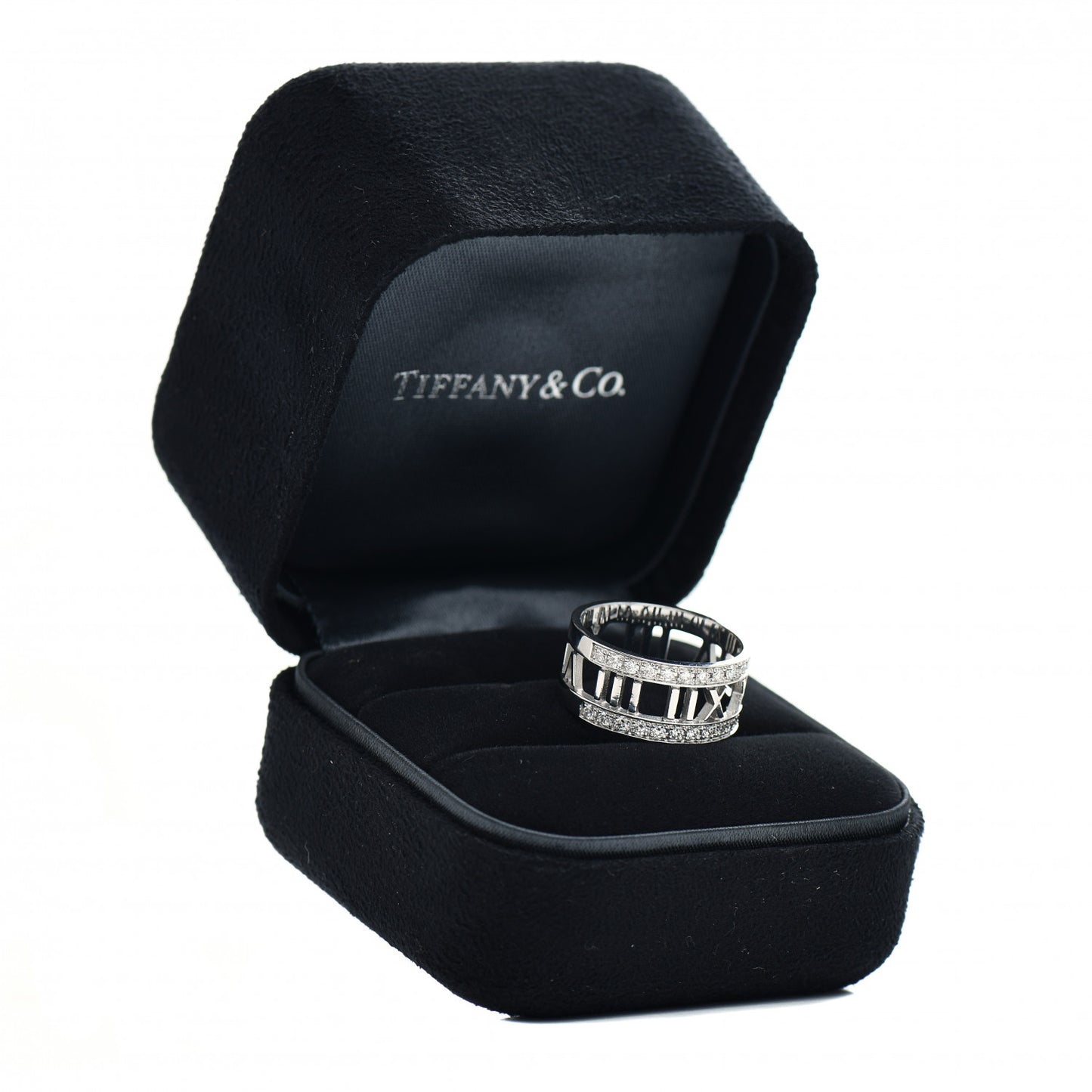 18K White Gold Diamond Wide Atlas Open Ring 56 7.5