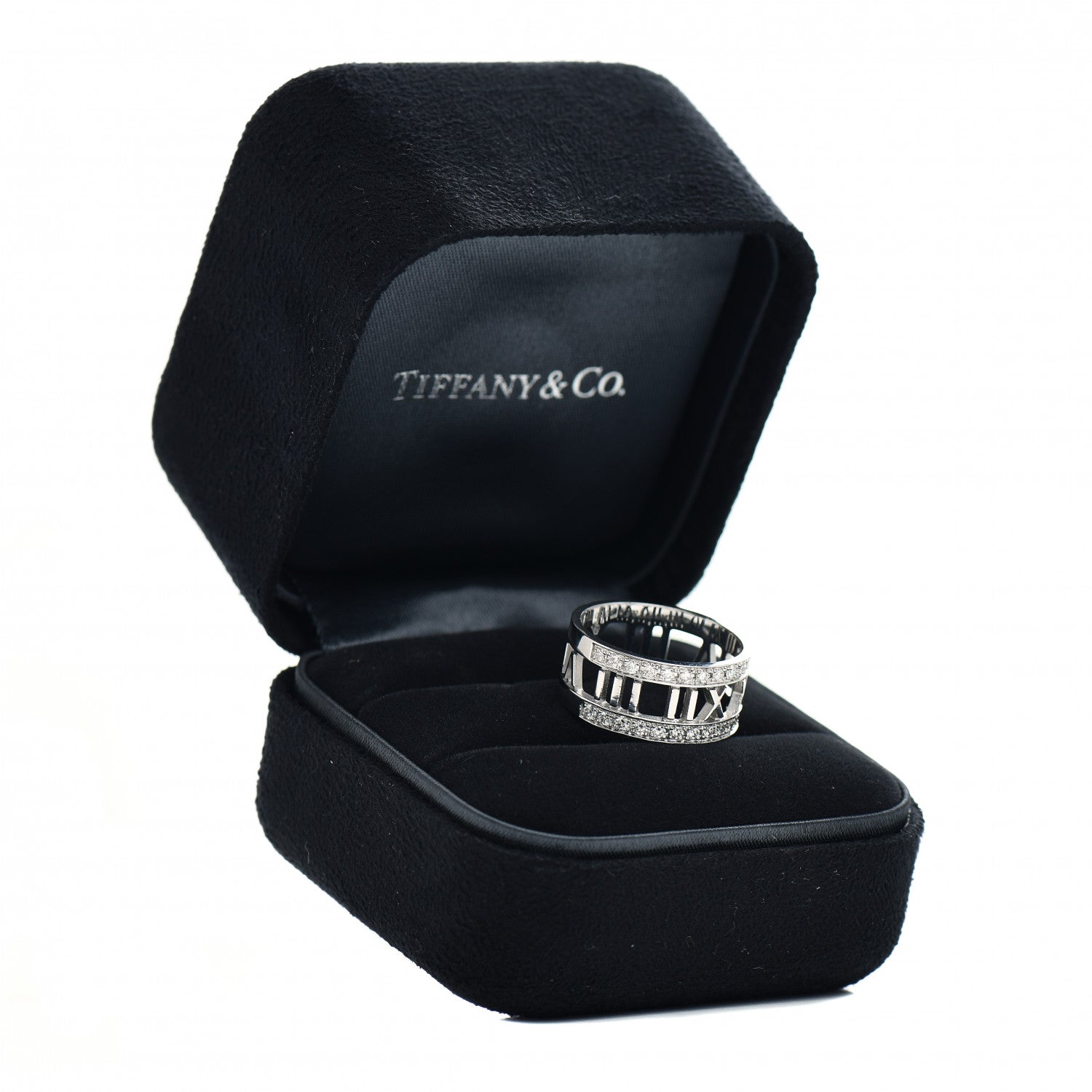 Tiffany 18K White Gold Diamond Wide Atlas Open Ring 56 7.5 5 of 5