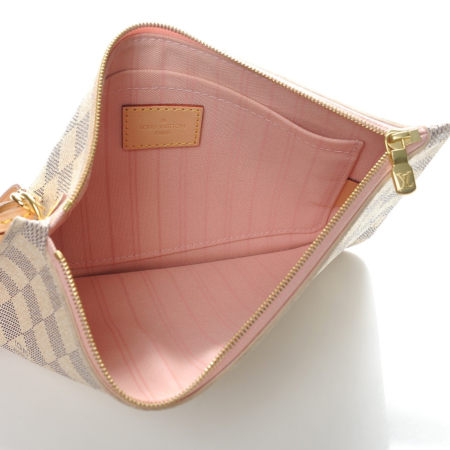 Louis Vuitton Damier Azur Neverfull MM GM Pochette Rose Ballerine 5 of 8
