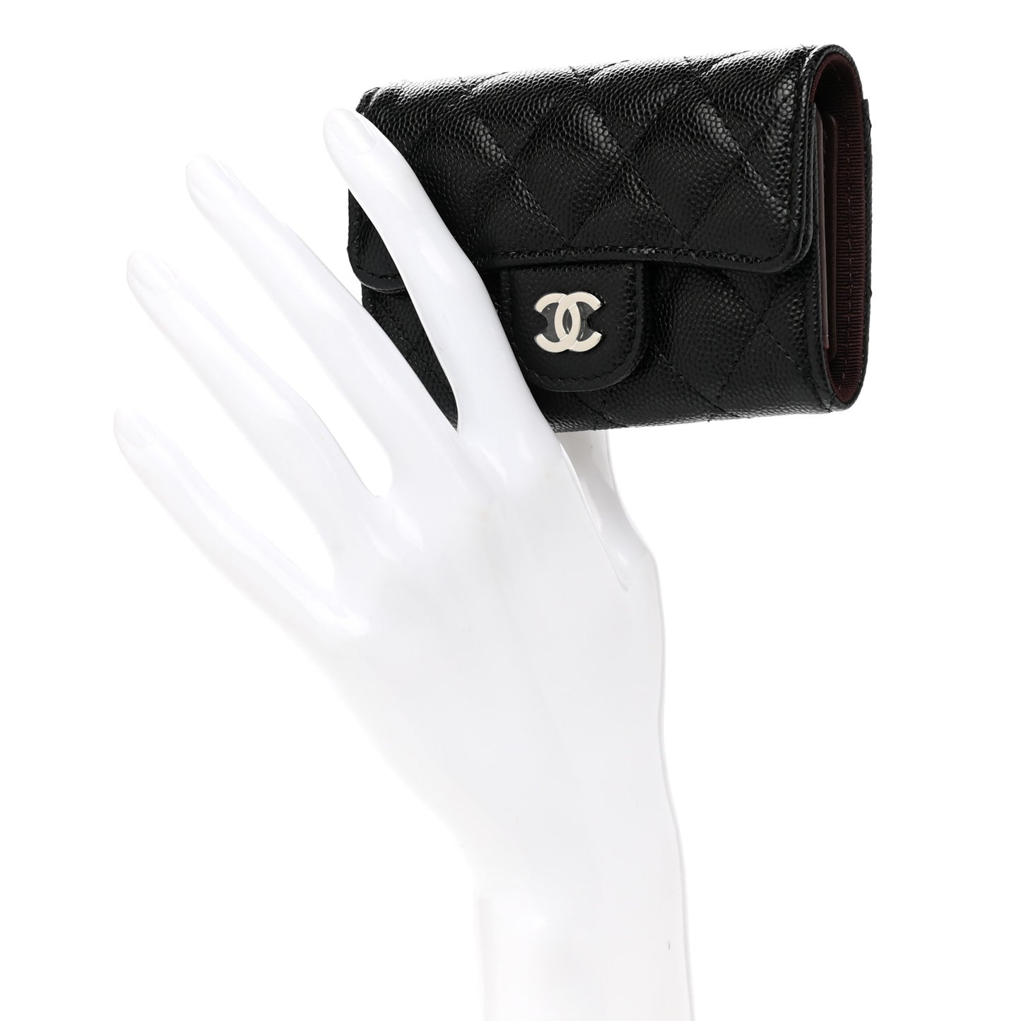Caviar Quilted Classic 4 Key Holder Wallet Black